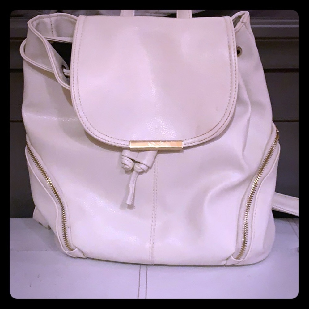 White leather backpack